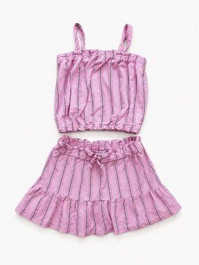 Carter's 2T Pink Striped Two Piece Skort Set Tank Top & Ruffle 100% Cotton